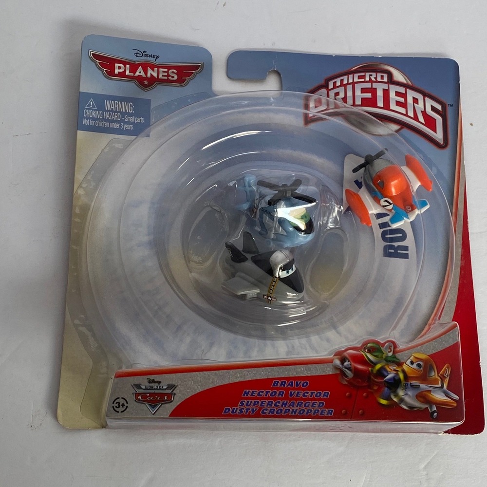 Disney Planes Micro Drifters 3-Pack New Bravo Hector Vector Dusty Crophopper